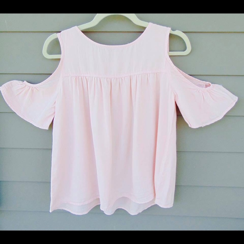 Soft pink cold shoulder top